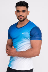 Gradient Round Neck T-Shirt Firozi (D)